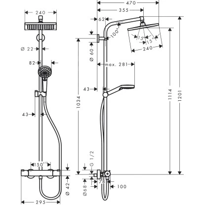 Hansgrohe Duschsystem Crometta E 240 Mm Mit Thermostat Weiß-Chrom 4 Hansgrohe Duschsystem Crometta E 240 Mm Mit Thermostat Weiß-Chrom – Bild 2