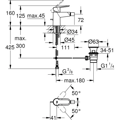 Grohe QuickFix Bidet-Einhebelmischer Start Edge 4 Grohe QuickFix Bidet-Einhebelmischer Start Edge – Bild 2