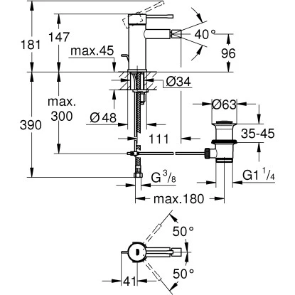 Grohe Essence Einhand-Bidet Batterie, 12,5mm (1/2") 5 Grohe Essence Einhand-Bidet Batterie, 12,5mm (1/2") – Bild 3