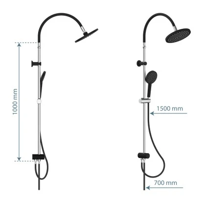 Schütte Überkopfbrause-Set Matao Rain Chrom-Schwarz Matt 4 Schütte Überkopfbrause-Set Matao Rain Chrom-Schwarz Matt – Bild 2