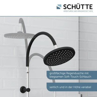 Schütte Überkopfbrause-Set Matao Rain Chrom-Schwarz Matt 8 Schütte Überkopfbrause-Set Matao Rain Chrom-Schwarz Matt – Bild 6
