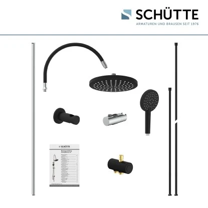 Schütte Überkopfbrause-Set Matao Rain Chrom-Schwarz Matt 9 Schütte Überkopfbrause-Set Matao Rain Chrom-Schwarz Matt – Bild 7