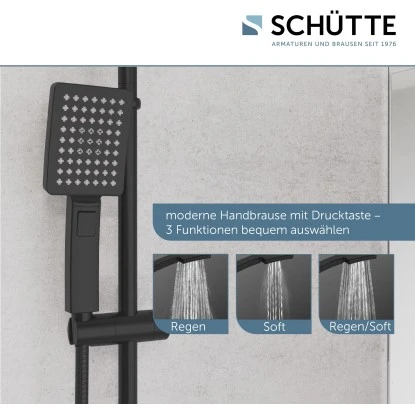 Schütte Duschsystem Mallorca Mit Kopf-und Handbrause Ohne Armatur Schwarz Matt 7 Schütte Duschsystem Mallorca Mit Kopf-und Handbrause Ohne Armatur Schwarz Matt – Bild 5