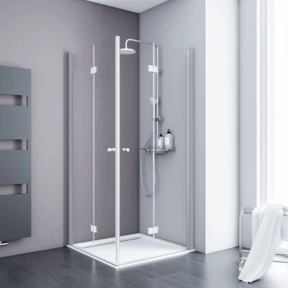 Schulte ExpressPlus Drehfalttür Eckeinstieg AlexaStyle2.0 Alu Natur Klar 80cm 3 Schulte ExpressPlus Drehfalttür Eckeinstieg AlexaStyle2.0 Alu Natur Klar 80cm