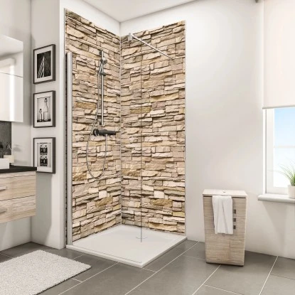Schulte ExpressPlus Duschrückwand Dekor Stein Verblender- Hell 255 X 150 Cm 5 Schulte ExpressPlus Duschrückwand Dekor Stein Verblender- Hell 255 X 150 Cm – Bild 3