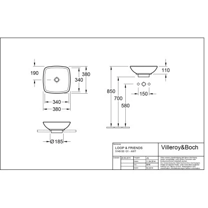 Villeroy & Boch Friends Aufsatzwaschbecken 38 Cm StarWhite Mit ÜL CPlus 4 Villeroy & Boch Friends Aufsatzwaschbecken 38 Cm StarWhite Mit ÜL CPlus – Bild 2