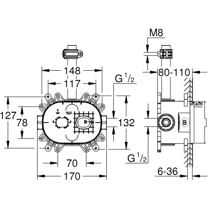 Grohe Rohbauset 360 Für Kopfbrause-Set Rainshower 4 Grohe Rohbauset 360 Für Kopfbrause-Set Rainshower – Bild 2