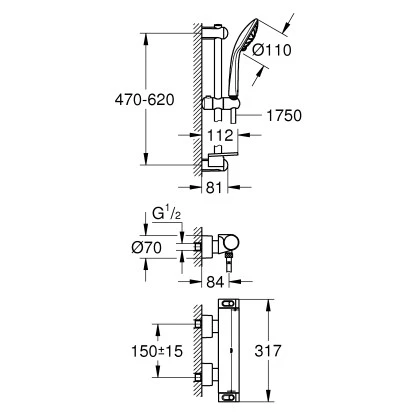 Grohe Thermostat-Brausebatterie Grohtherm 2000 Mit Brausegarnitur Chrom 4 Grohe Thermostat-Brausebatterie Grohtherm 2000 Mit Brausegarnitur Chrom – Bild 2