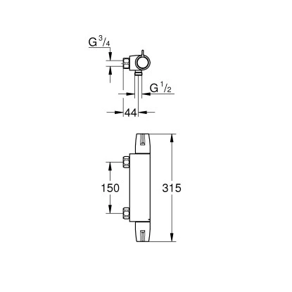 Grohe Thermostat-Brausebatterie Grohtherm Special Chrom Ohne Abdeckung 4 Grohe Thermostat-Brausebatterie Grohtherm Special Chrom Ohne Abdeckung – Bild 2