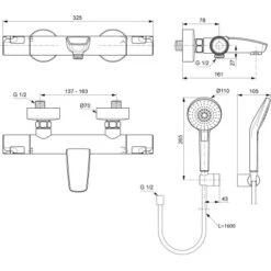 Ideal Standard Badethermostat Aufputz Ceratherm T50 Mit Handbrauseset Chrom -Grohe Verkäufe 2025 611781 3049 4