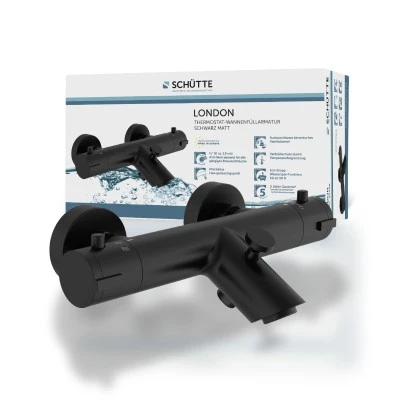 Schütte Thermostat Badewannenarmatur London Schwarz Matt 8 Schütte Thermostat Badewannenarmatur London Schwarz Matt – Bild 6
