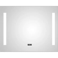 DSK Design LED-Lichtspiegel Silver Time 80 Cm X 60 Cm