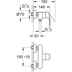 Grohe Eurostyle C Einhand-Brausebatterie DN 15 Aufputz 7 Grohe Eurostyle C Einhand-Brausebatterie DN 15 Aufputz -Grohe Verkäufe 2025 brausebatterie mazeichnung