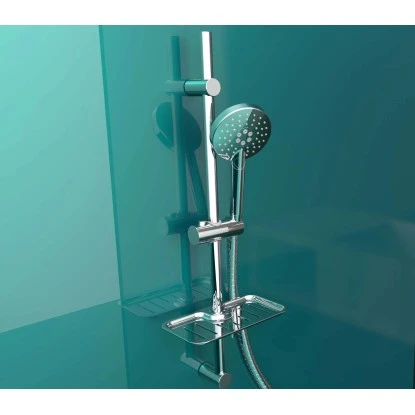 Eisl Stangenbrause-Set Rimini Chrom Mit Ablage 4 Eisl Stangenbrause-Set Rimini Chrom Mit Ablage – Bild 2