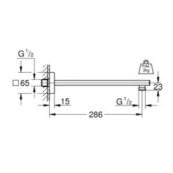 Grohe Brausearm Rainshower Eckig 286 Mm Chrom -Grohe Verkäufe 2025 ower brausearm mazeichnung
